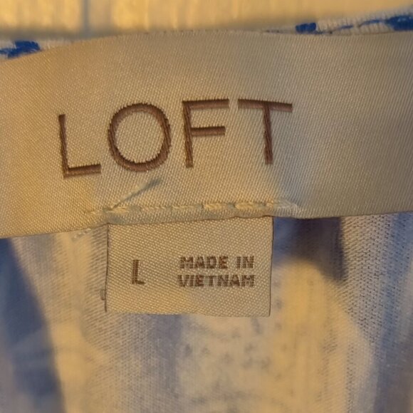 Loft Sundress with smocking, pleats & a beach Blue & White patterned fabric. L - Picture 6 of 8